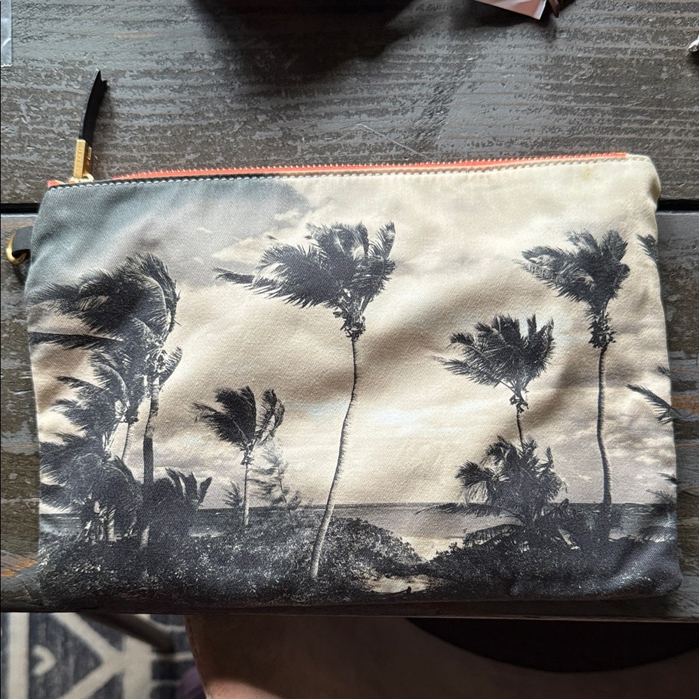 India Hicks Palm Tree Print Pouch Purse
